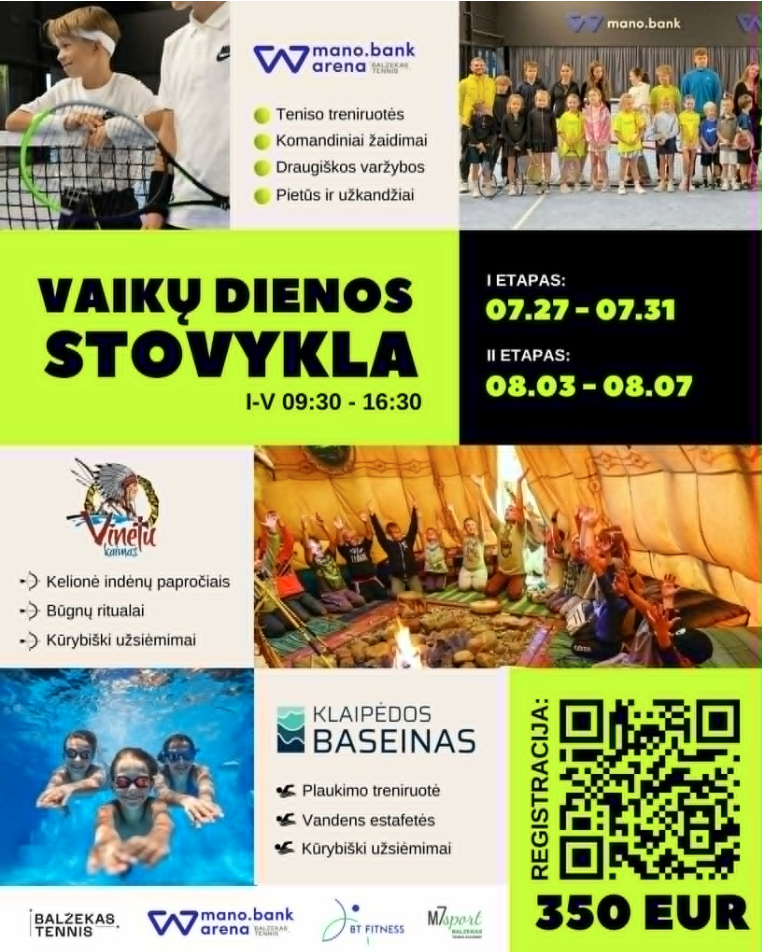 Skelbiamos PAJŪRIO stovyklos MANO BANKO arenoje datos! Registruokitės!