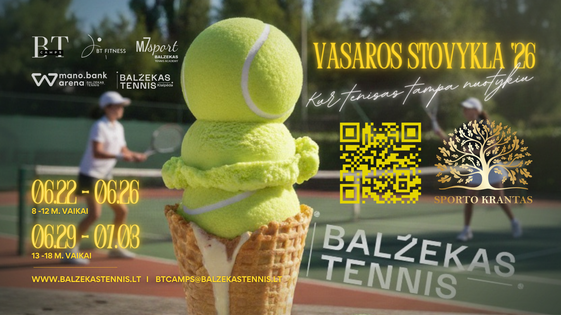 Vasaros ilgesys jau čia ☀️ "Balžekas tennis" VASAROS STOVYKLOS '26 registracija prasideda!