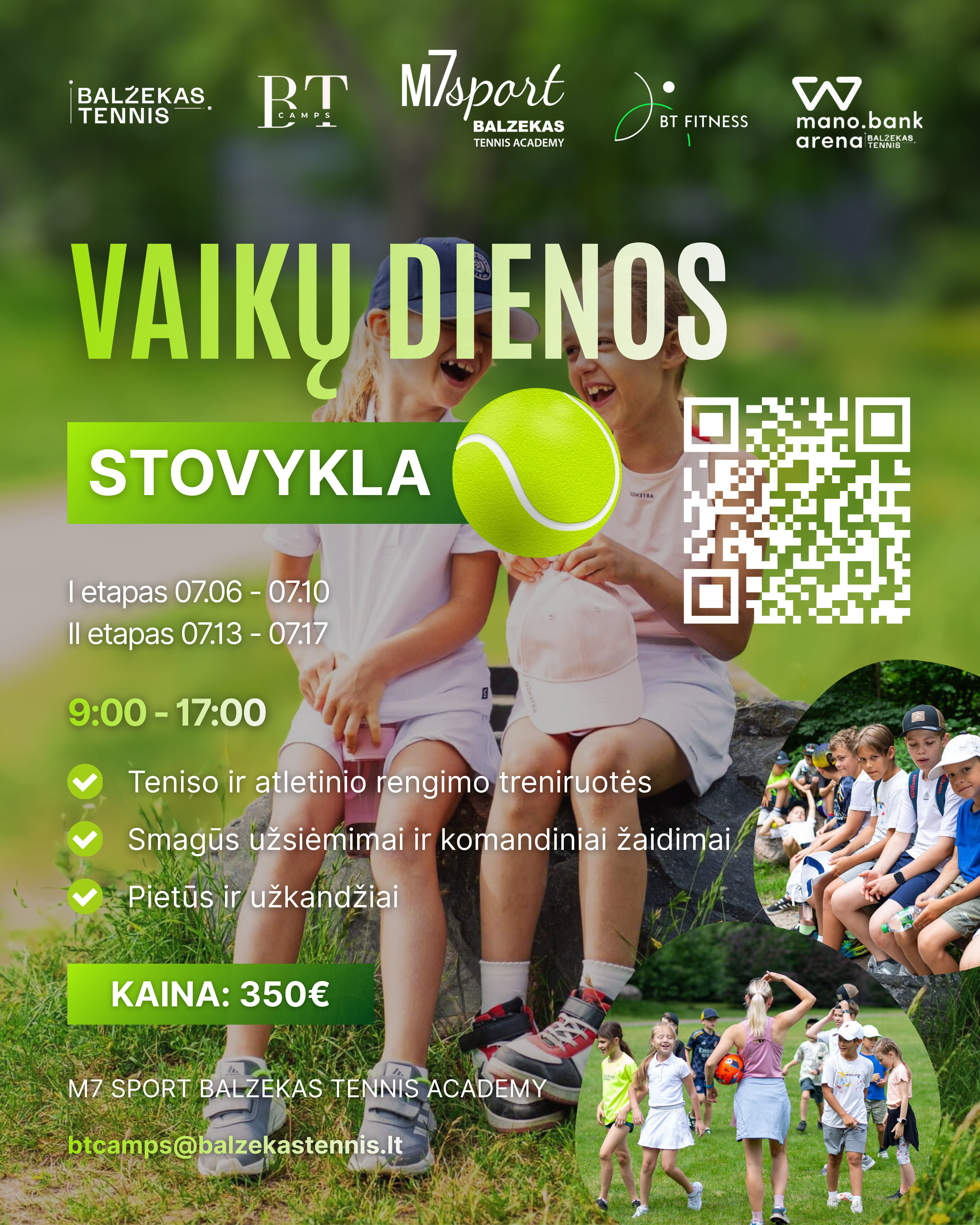 DIENOS stovyklos vasarą M7 sport Balzekas tennis academy